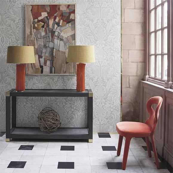 Обои Zoffany 312863 Mitford Damask Platinum Grey