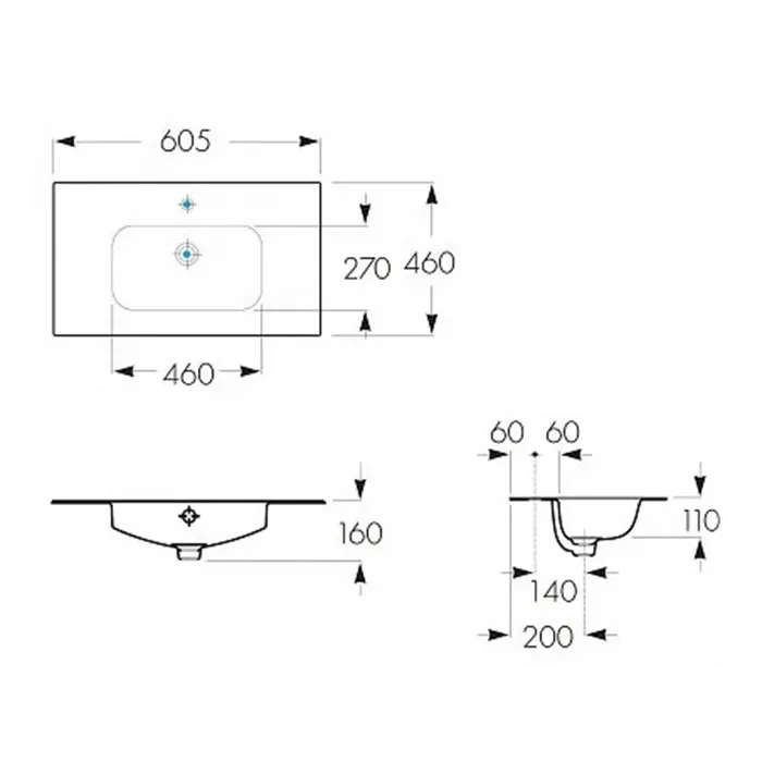 Roca Victoria-N UNIK Раковина подвесная 60x46x16см., с 1 отв., цвет: белый