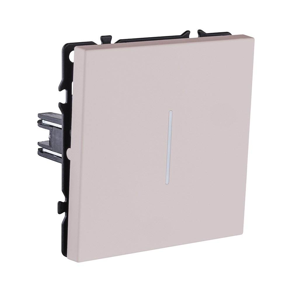 Выключатель 1-клавишный 10А/250В с LED подсветкой, кашемир матовый Kollinger Eclipse EC-007CM
