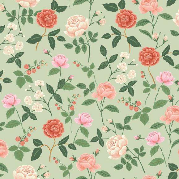 Обои York RF7545 Roses Mint