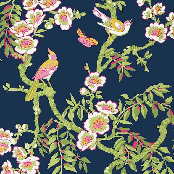 Обои Thibaut T20846 Yukio Navy and Pink