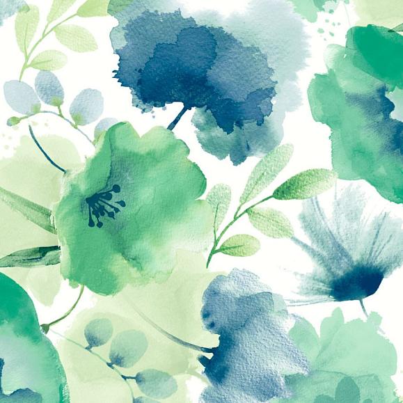 Обои York BL1774 Watercolor Bouquet Blue/Green