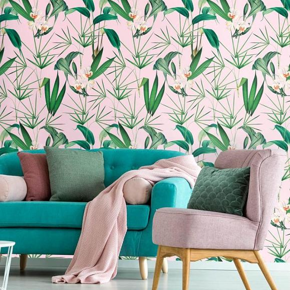 Панно Mind the gap WP20361 Palm Springs Green/Pink/White