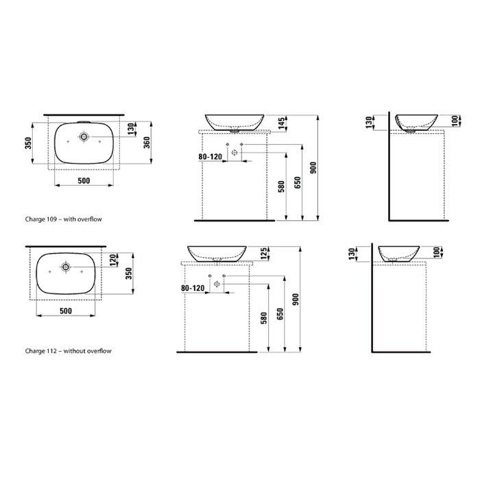 Laufen INO Раковина-чаша 50х35х13 см, без отв., покрытие LCC, цвет: белый