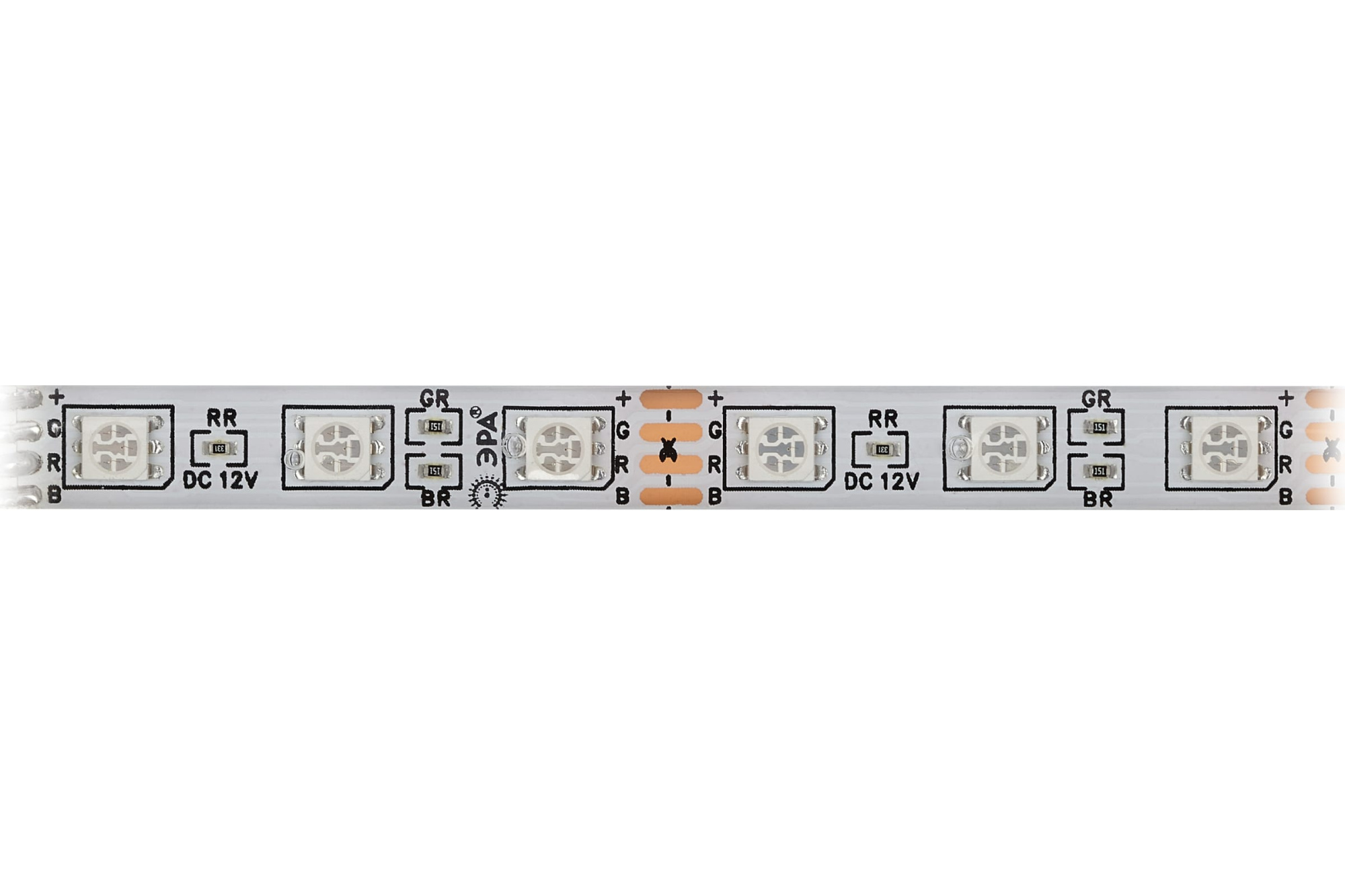 Светодиодная влагозащищенная лента ЭРА 14,4W/m 60LED/m 5050SMD RGB 5M 5050kit-14,4-60-12-IP65-RGB-5m Б0043070